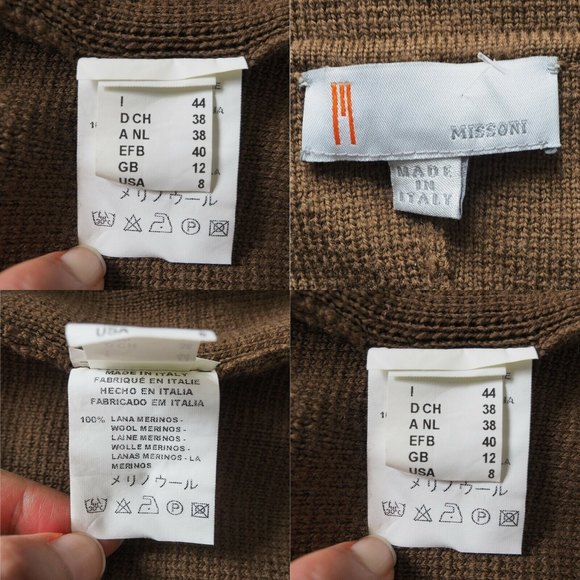 M MISSONI ITALY Long Brown Double Breasted Merino Wool Cardigan Coat Jacket 8 - Picture 12 of 12